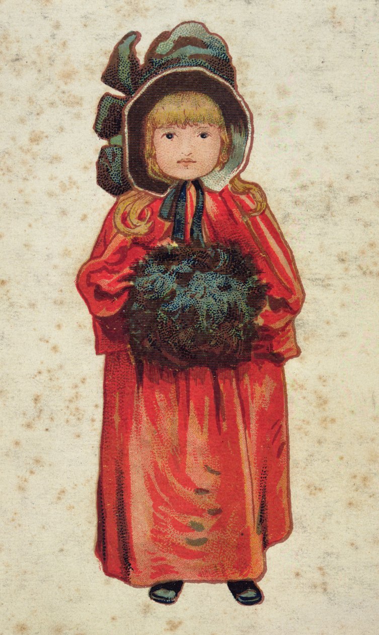 Ragazza con manicotto, illustrazione di libro, fine XIX o inizio XX secolo da Unbekannt Unbekannt