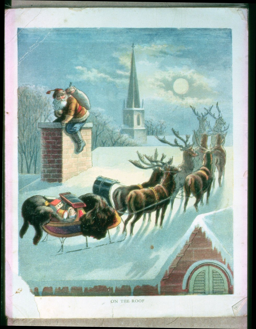 Sul tetto, illustrazione natalizia dei primi anni del 1900 da Unbekannt Unbekannt