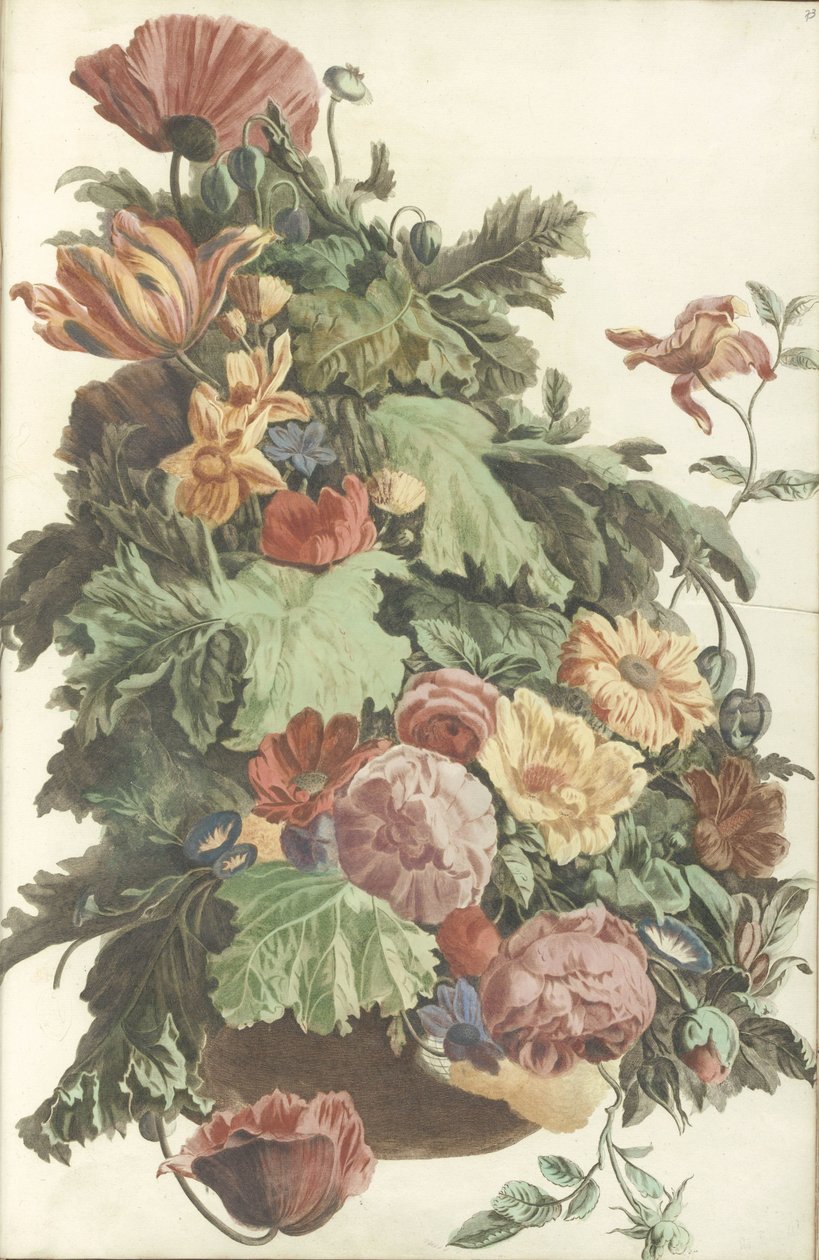 Fiori e foglie in un vaso da Anonymous