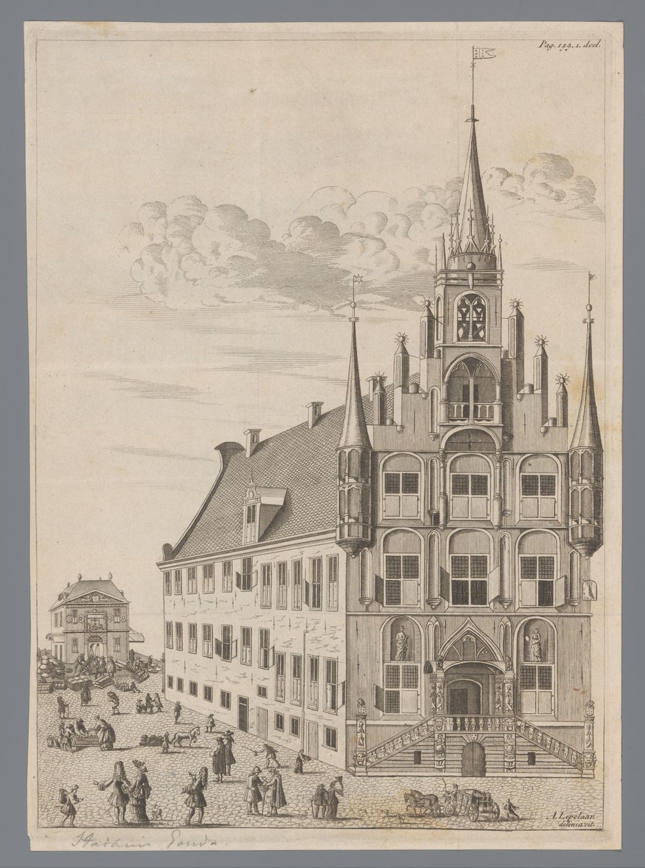 Veduta del Municipio di Gouda da Anonymous