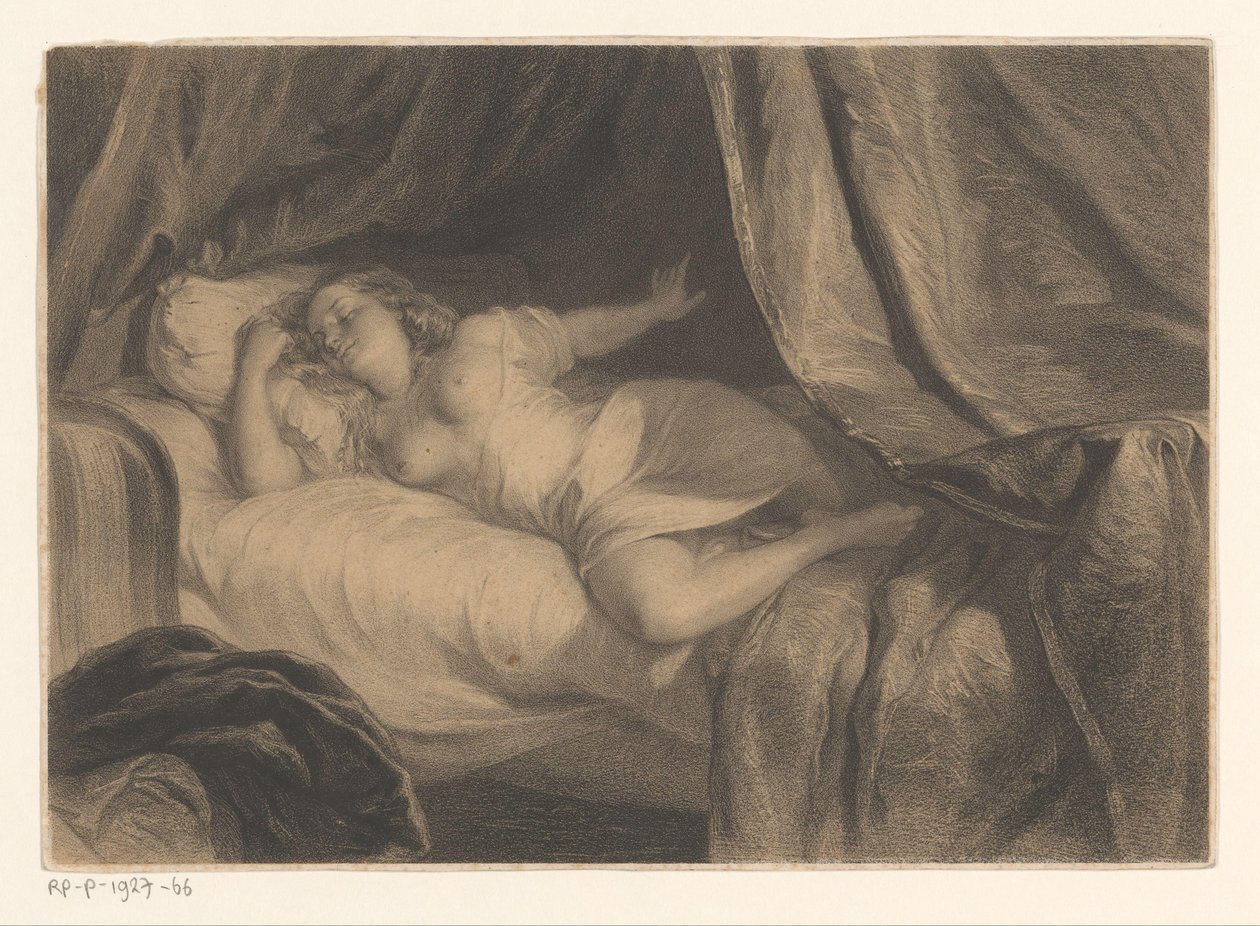Giovane donna mezza nuda che dorme da Anonymous