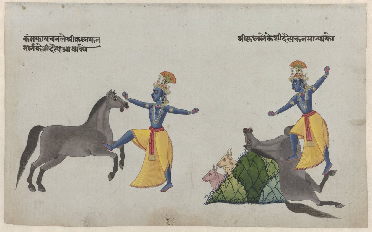 Krishna combatte con il demone cavallo Keshi da Anonymous
