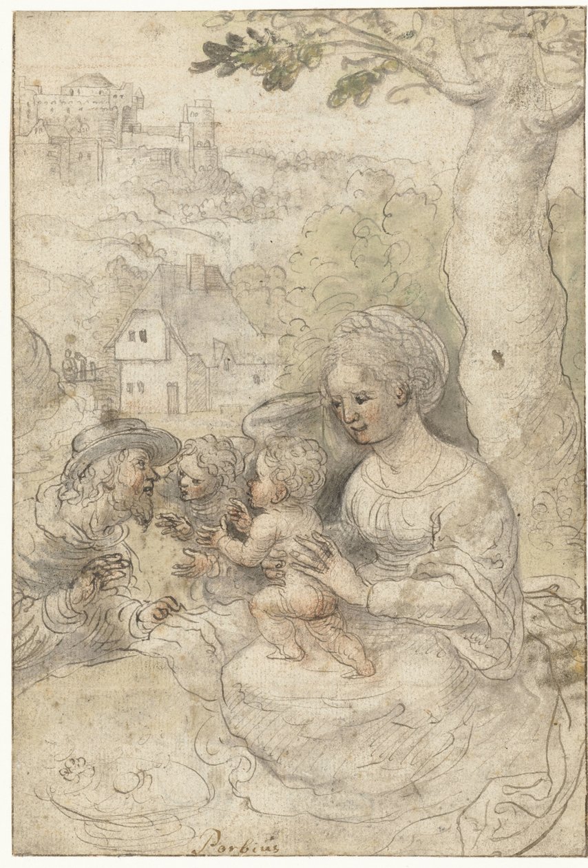 Maria con bambino, Giuseppe ascolta un angelo da Anonymous