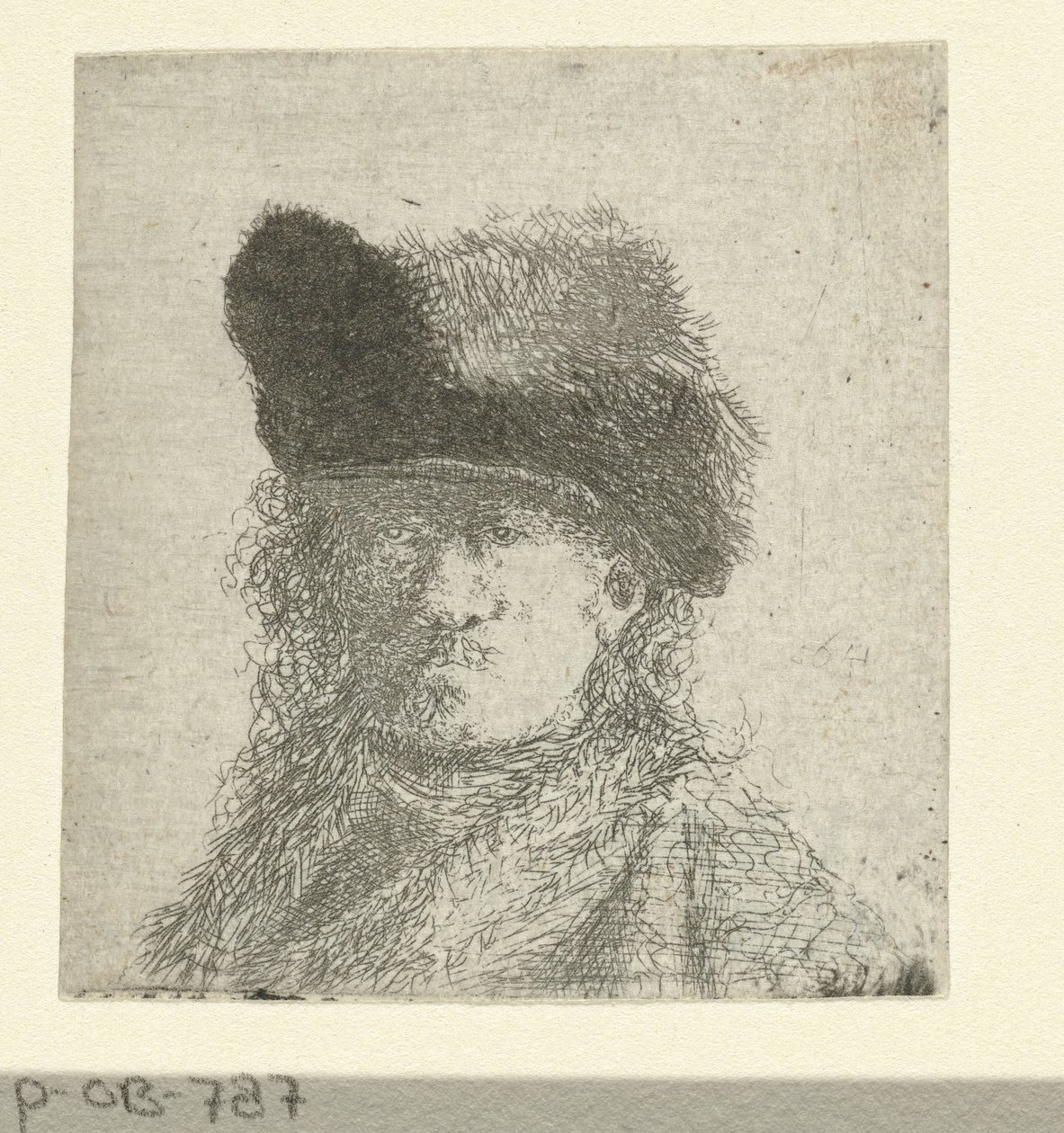 Ritratto di Rembrandt con cappello di pelliccia da Anonymous