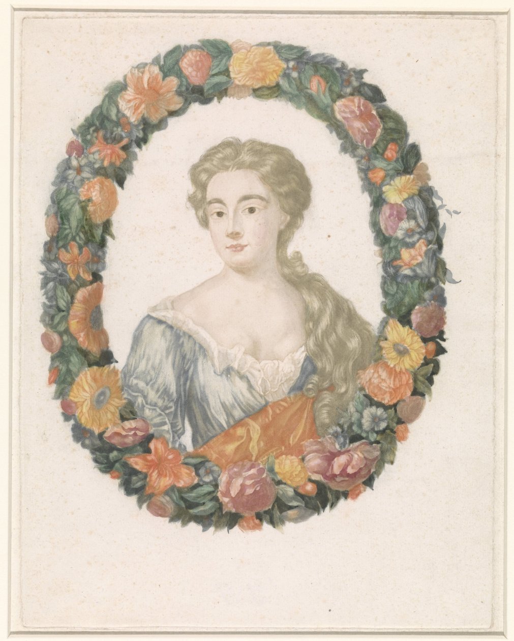 Ritratto di una donna con corona di fiori da Anonymous