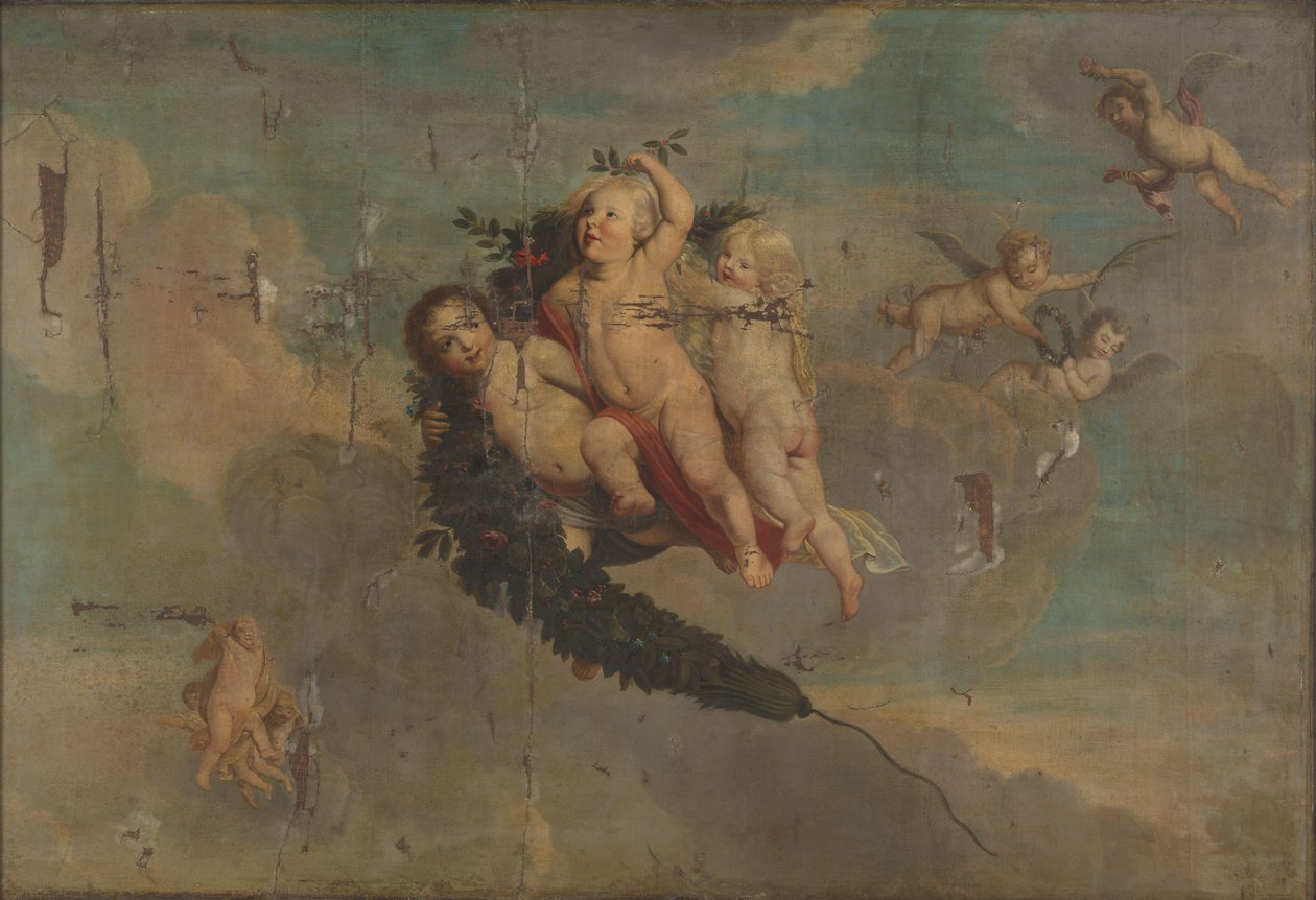 Putti con una festone da Anonymous