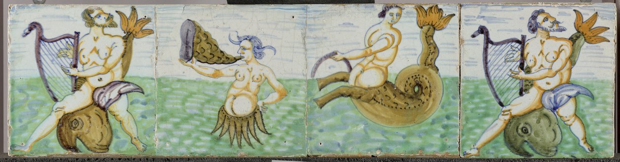 Campo di quattro piastrelle con creature marine da Anonymous