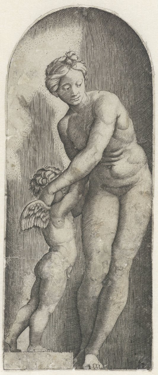 Venere e Amore in piedi in una nicchia da Anonymous