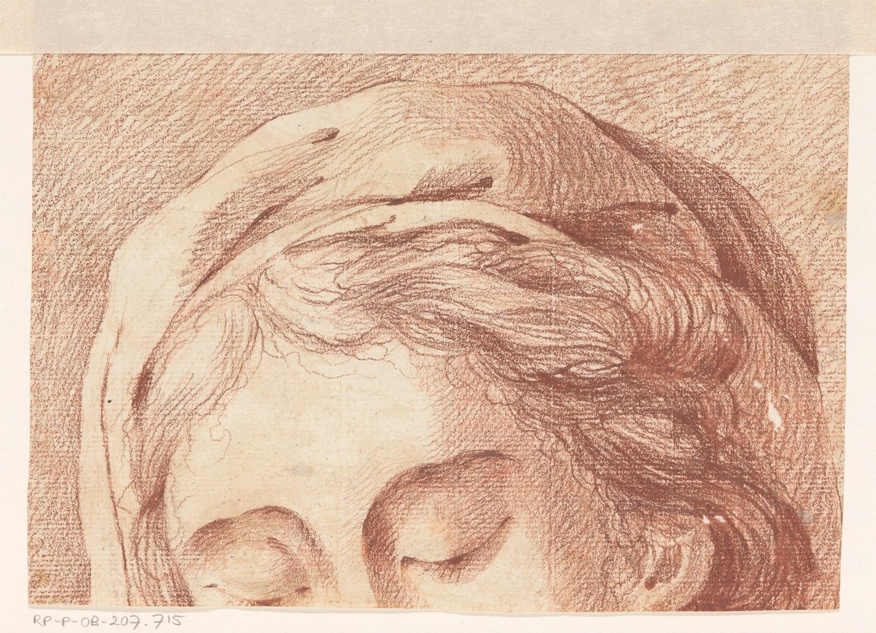Testa di donna con cappello e occhi chiusi da Anonymous