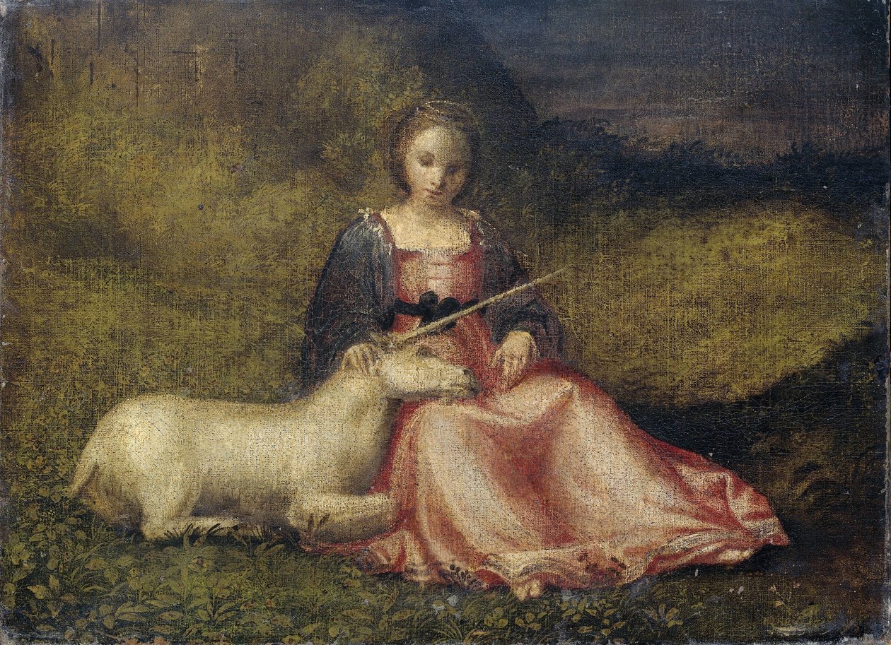 Donna con unicorno da Anonymous