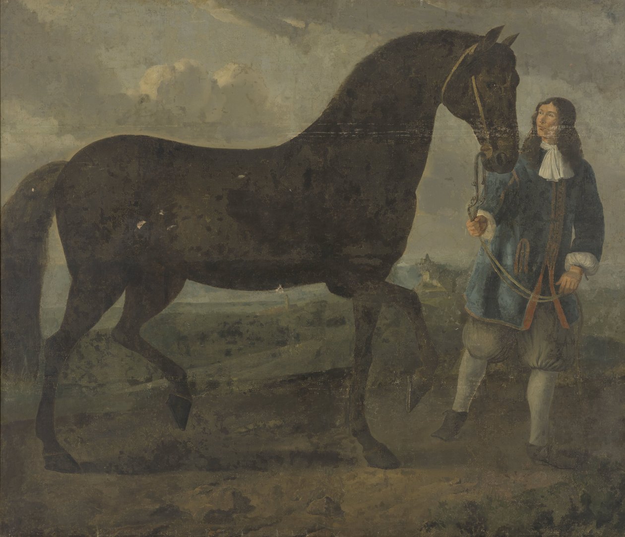 Cavallo nero guidato da uno stalliere da Anonymous