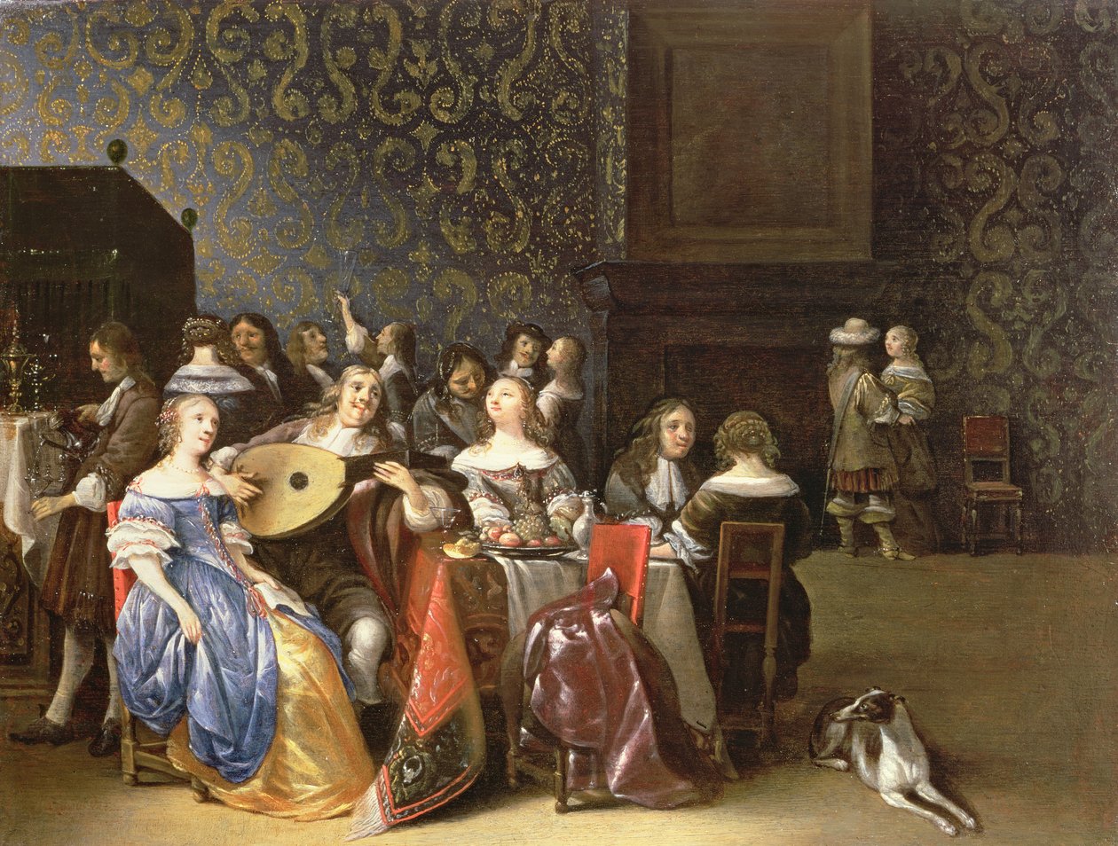 Compagnia elegante che si diverte in un interno da Anthonie Palamedesz