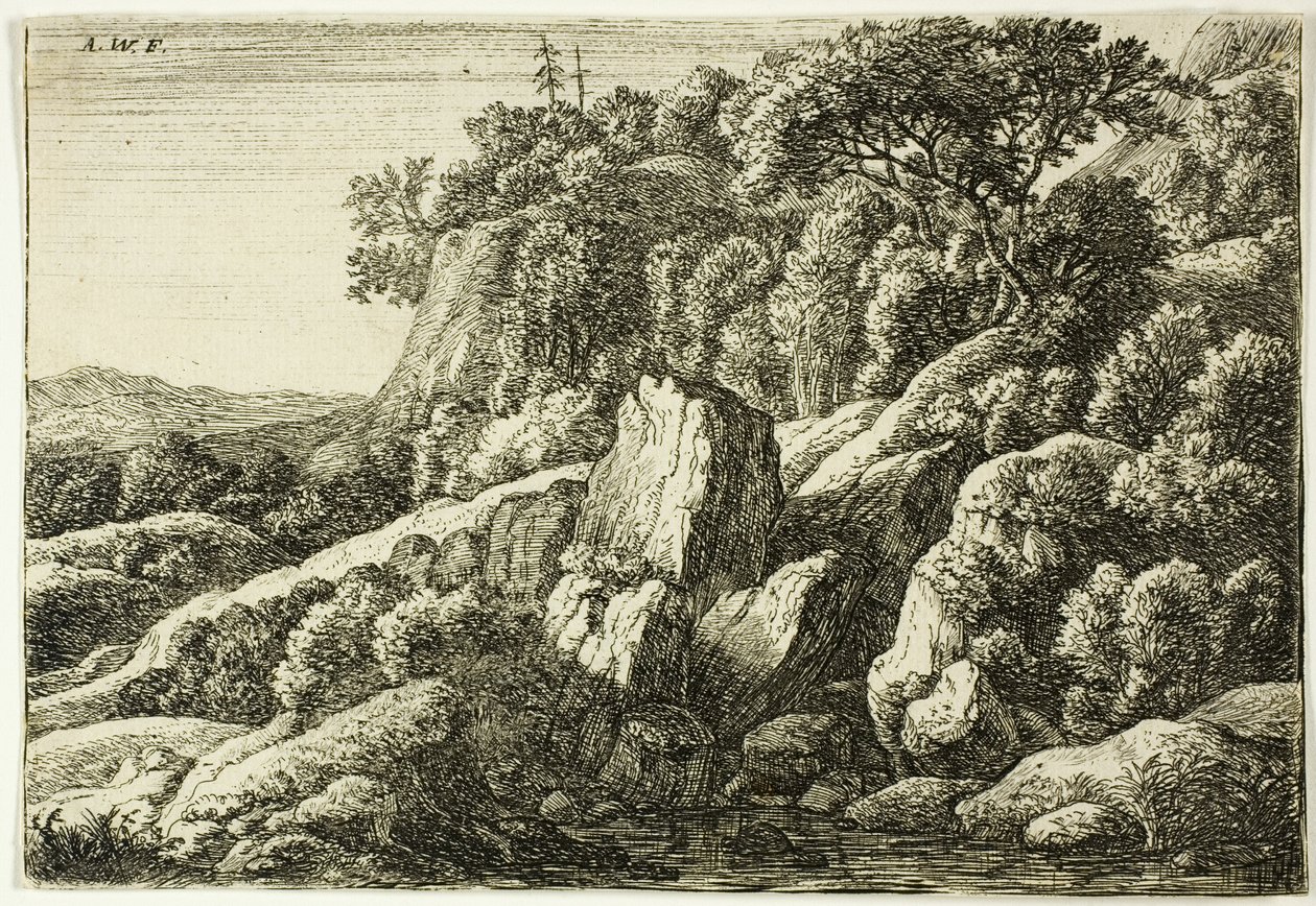Paesaggio roccioso da Anthonie Waterloo