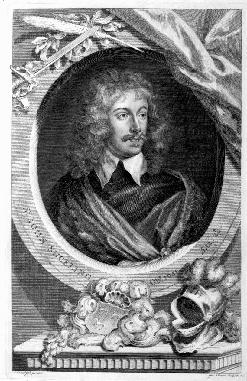Sir John Suckling, inciso da George Vertue, 1744 da Anthony van Dyck