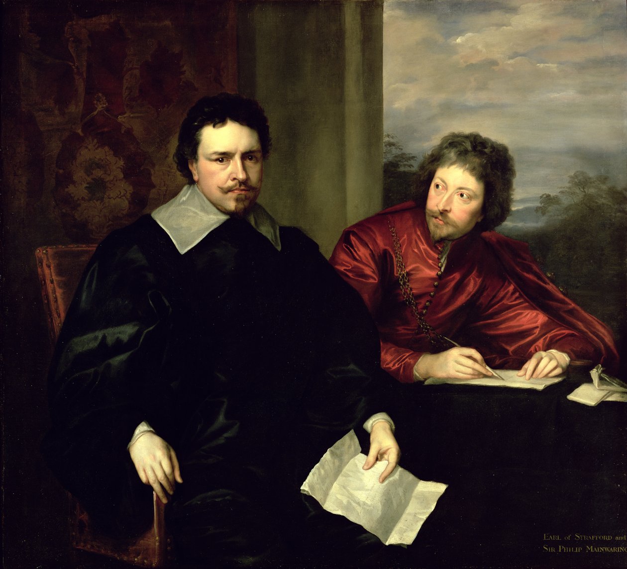 Ritratto di Thomas Wentworth, Conte di Strafford (1593-1641) e del suo segretario, Sir Philip Mainwaring (1589-1661) c.1634 da Anthony van Dyck