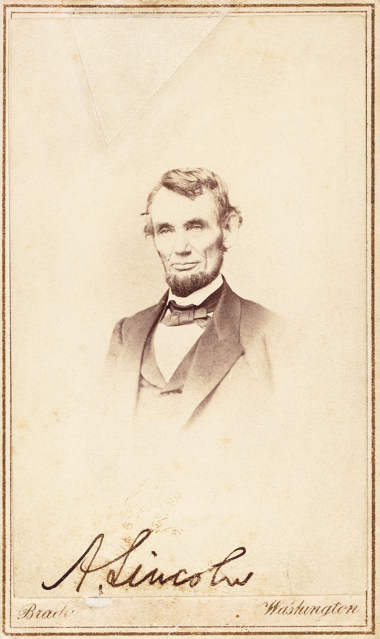 Abraham Lincoln, carte-de-visite firmata, 1864 da Anthony Berger