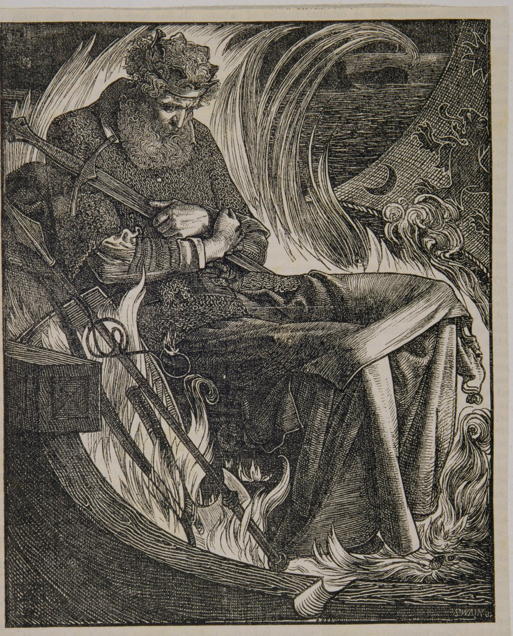 La morte del re Warwulf da Anthony Frederick Augustus Sandys