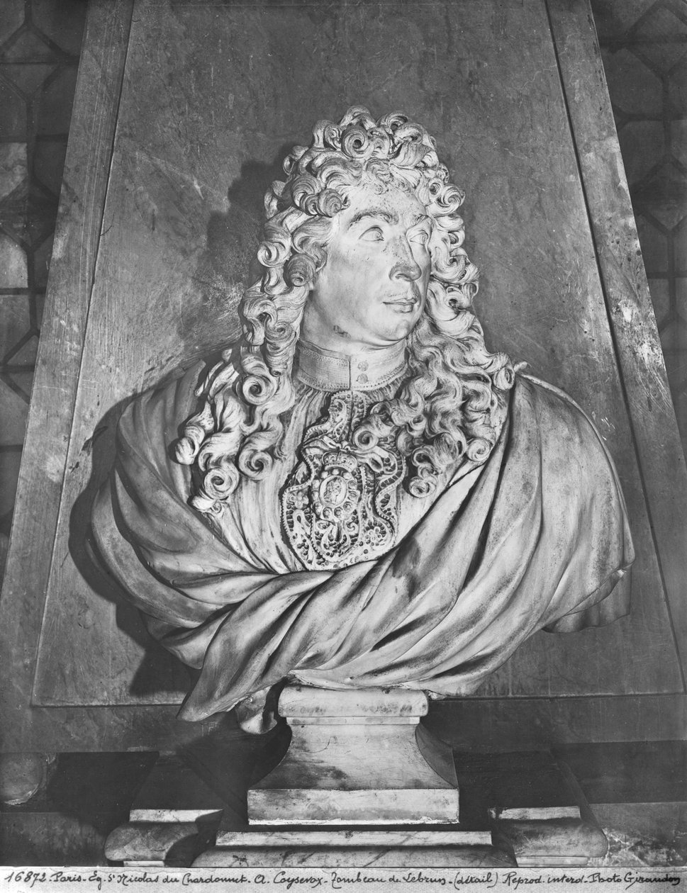 Tomba di Charles Le Brun e sua moglie, Suzanne Butay, dettaglio di Charles Le Brun, 1692 da Antoine Coysevox