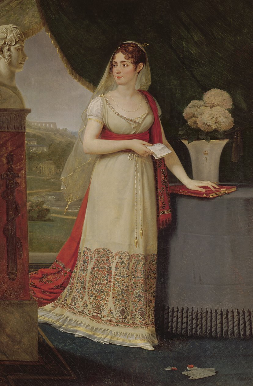 Josephine Tasher de la Pagerie, imperatrice dei francesi, che guarda un busto di suo figlio Eugene de Beauharnais a Malmaison, 1808 da Antoine Jean Gros