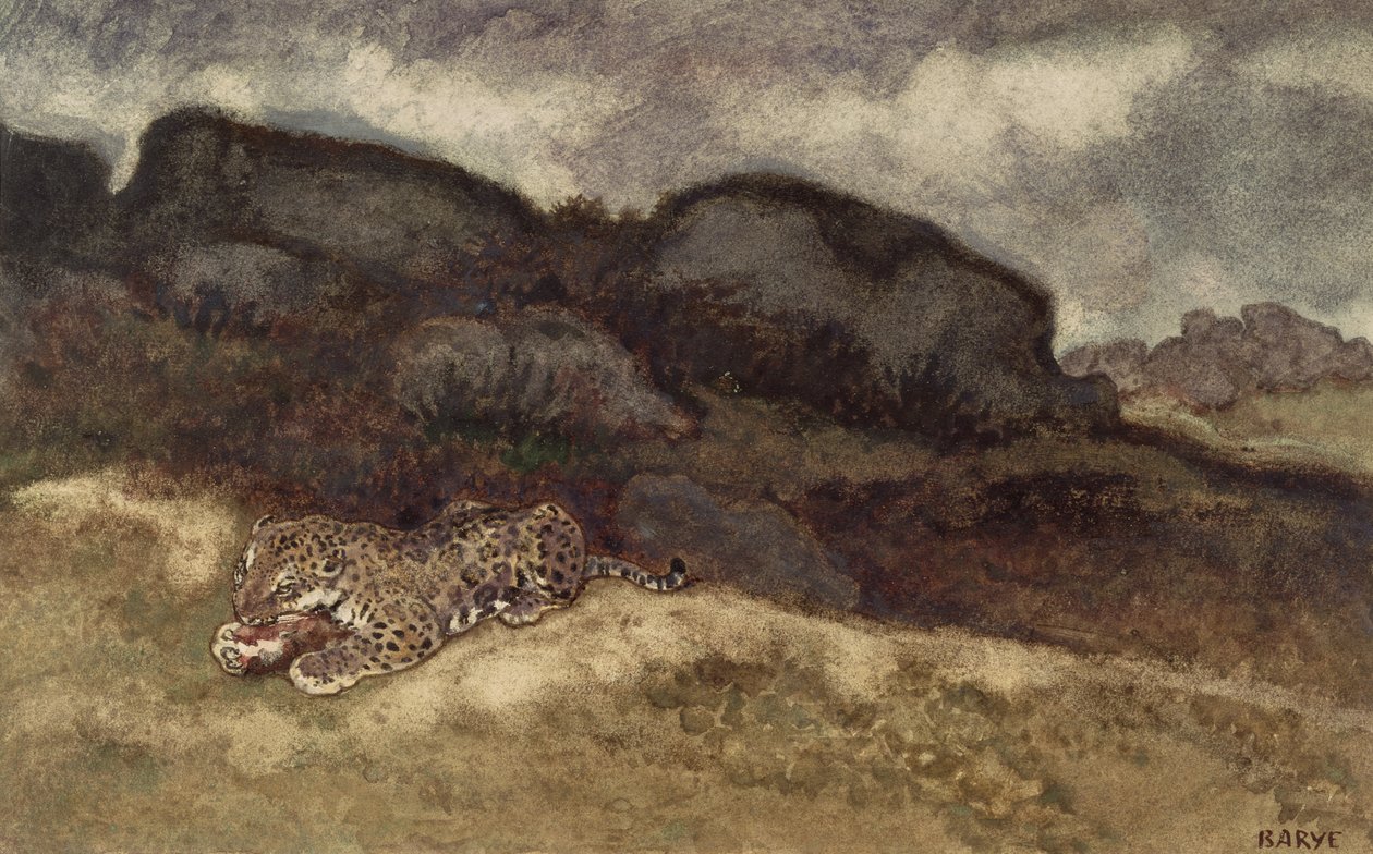 Giaguaro che divora la sua preda da Antoine Louis Barye