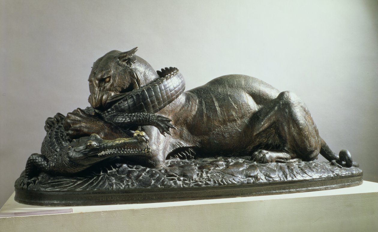 Tigre che divora un alligatore da Antoine Louis Barye