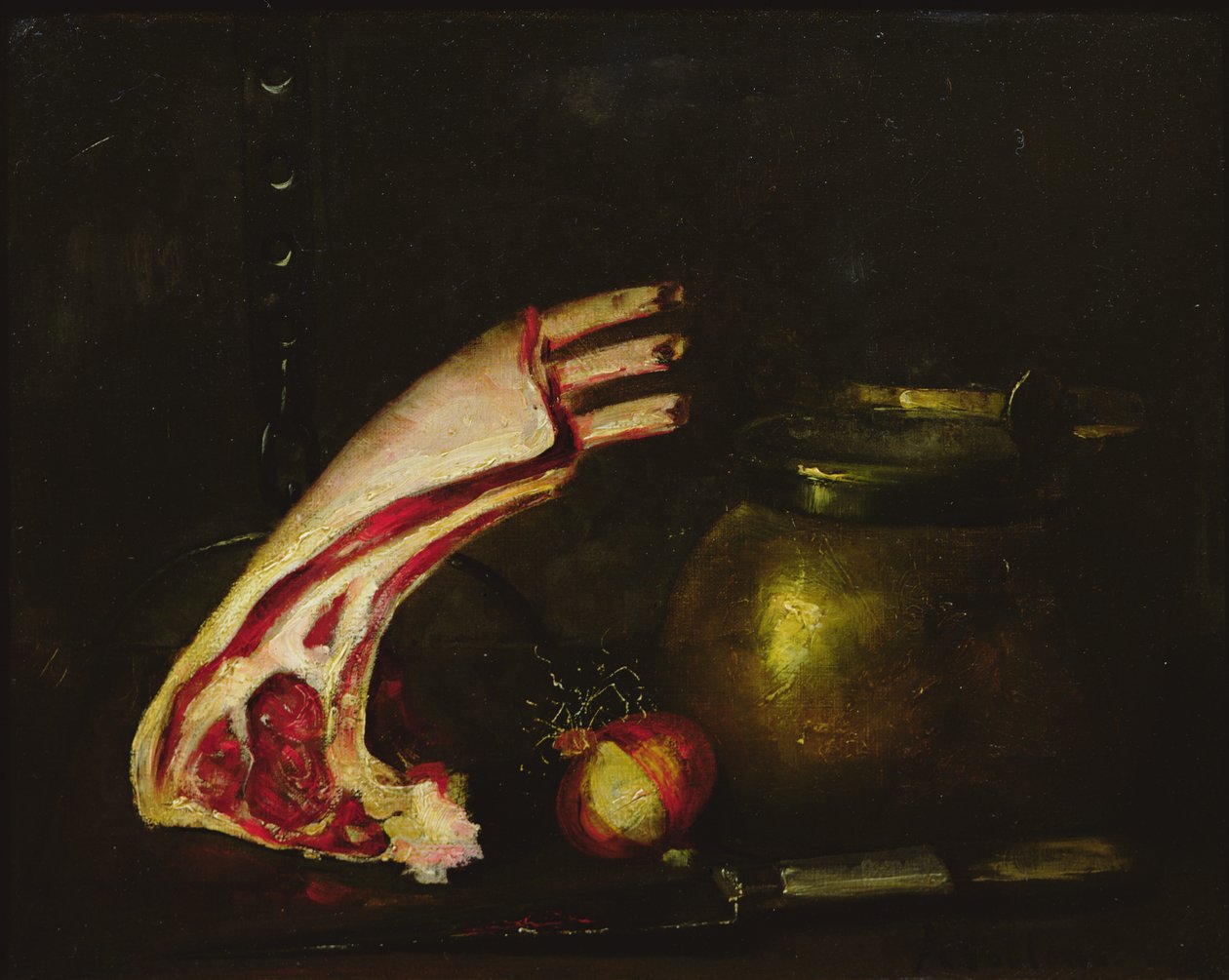 Natura morta con cotolette da Antoine Vollon