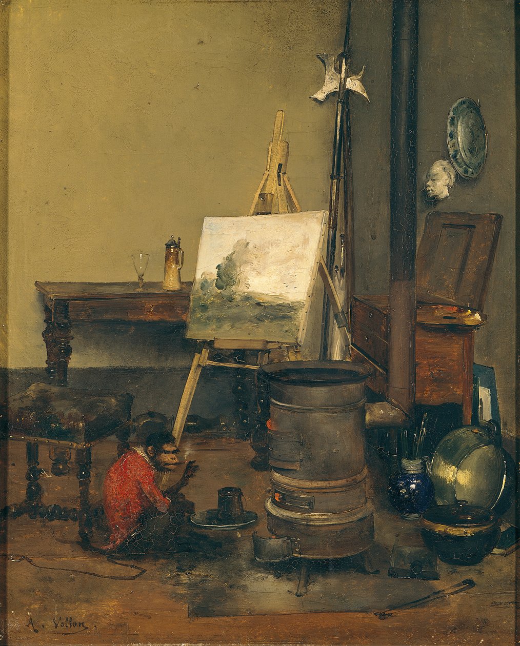La Scimmia del Pittore da Antoine Vollon