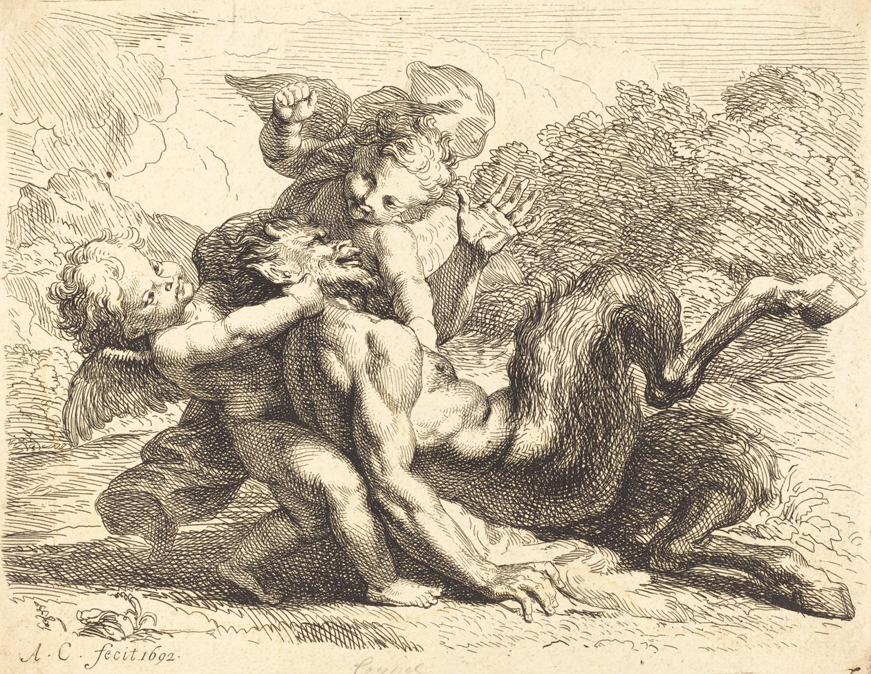 Pan sopraffatto dai putti da Antoine Coypel