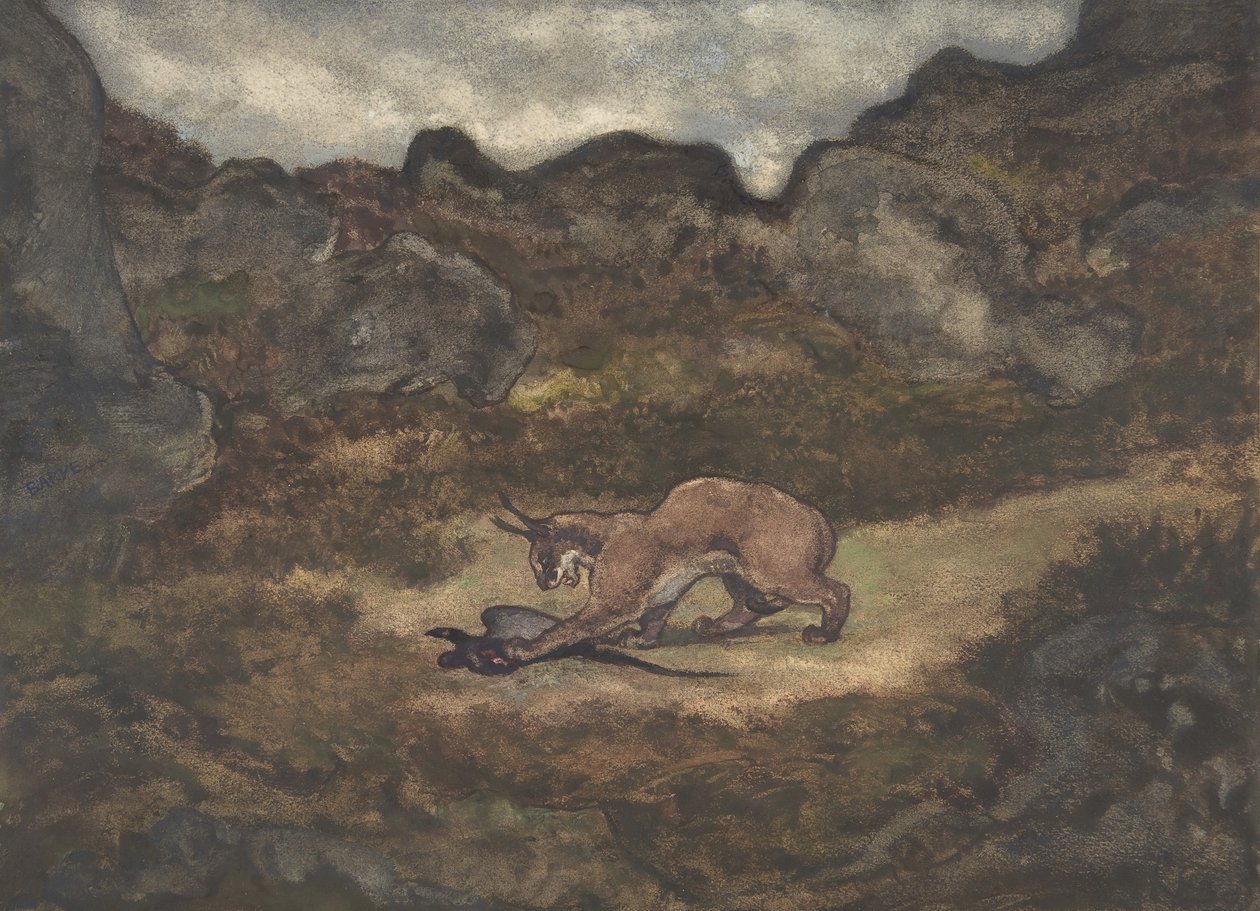 Caracal e fagiano da Antoine Louis Barye