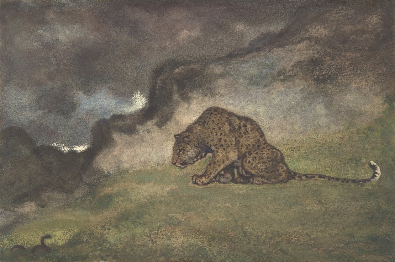 Leopardo che osserva un serpente, 1810-75 da Antoine Louis Barye