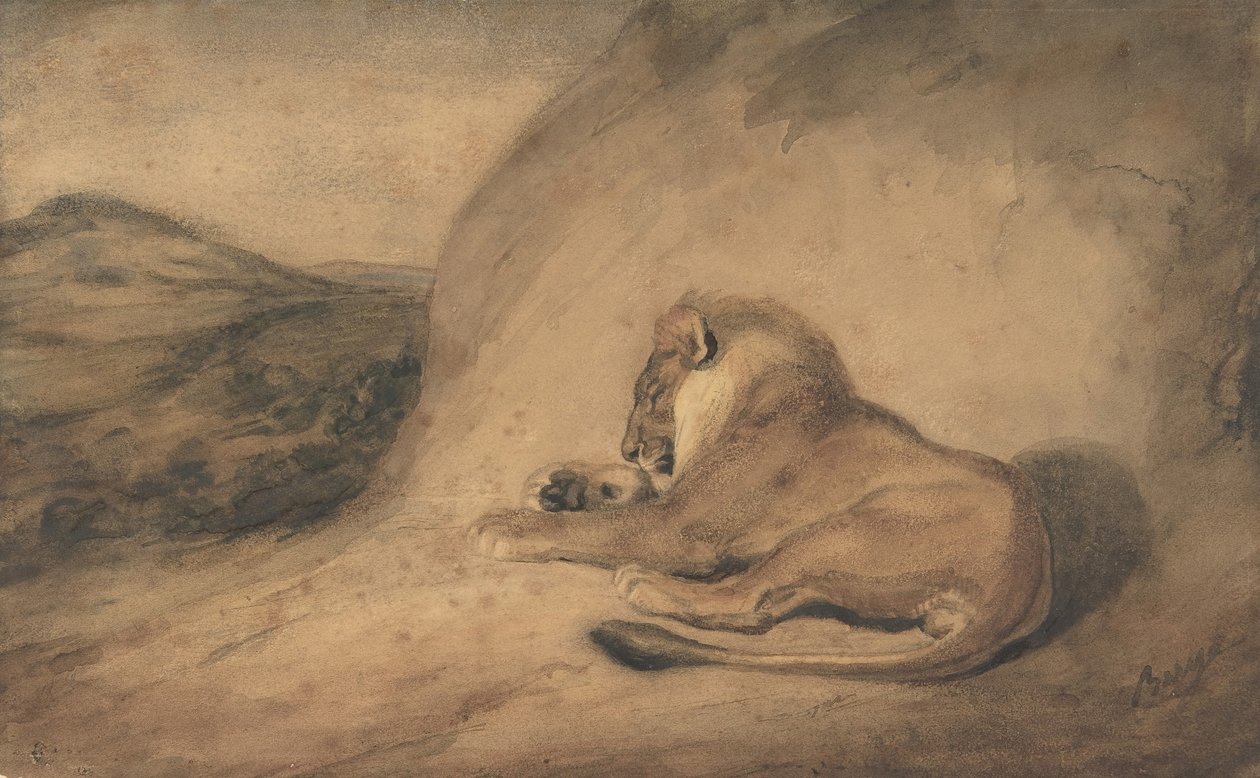 Leone a riposo, 1810-75 da Antoine Louis Barye
