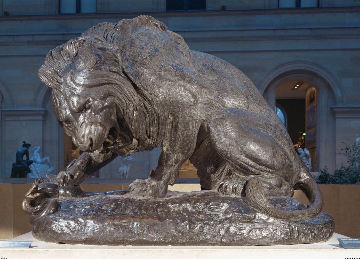 Leone con serpente ... da Antoine Louis Barye