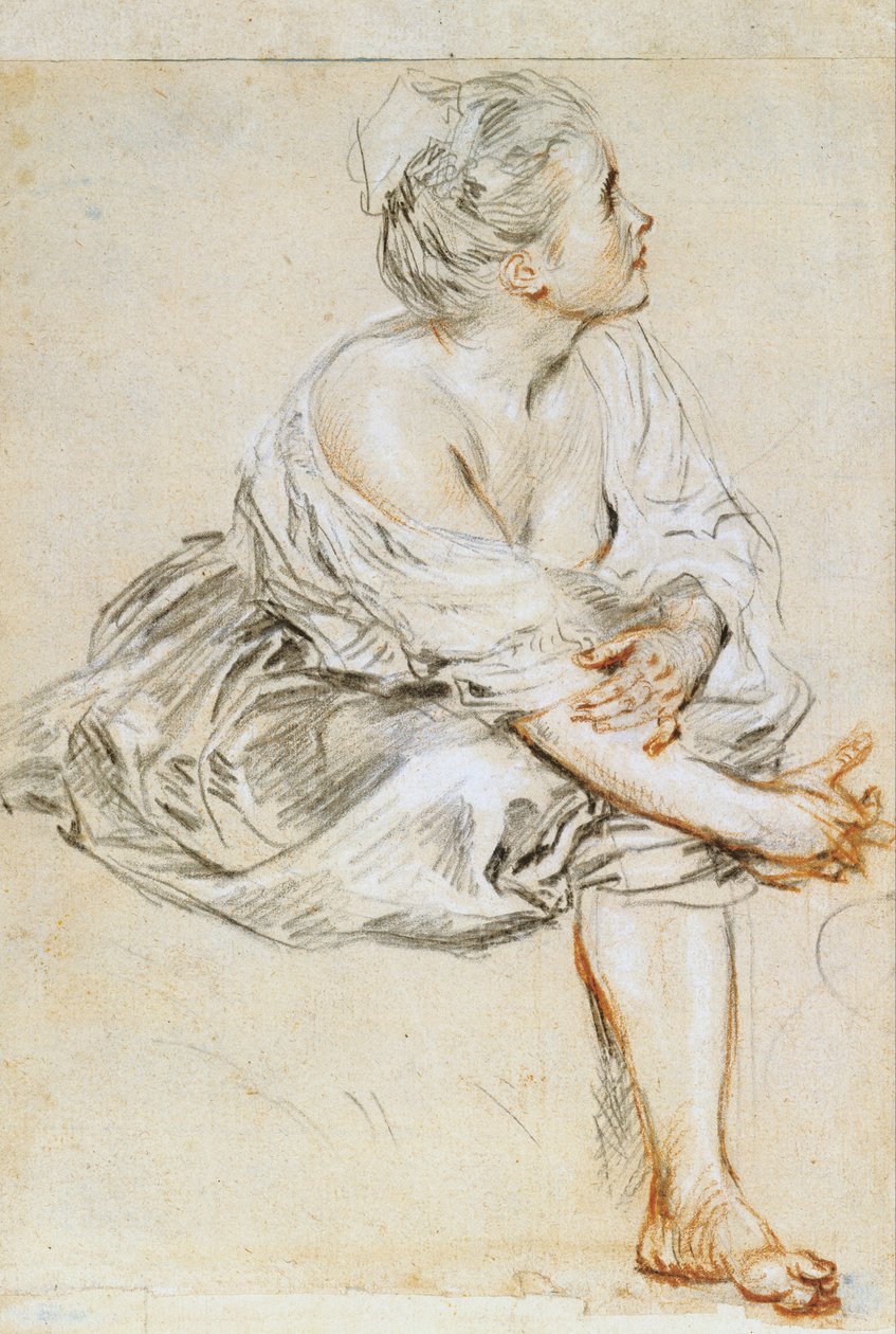 Giovane donna seduta da Antoine Watteau