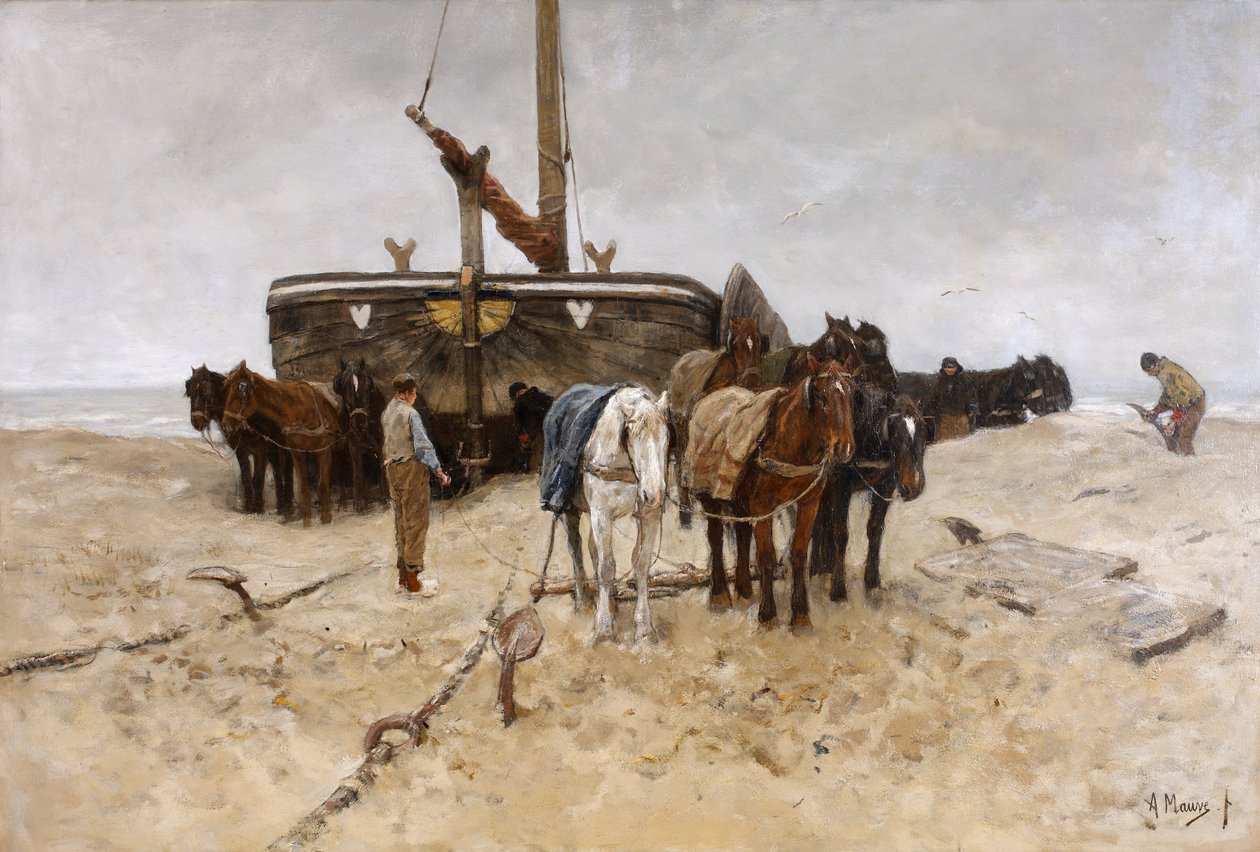 Barca da pesca sulla spiaggia da Anton Mauve