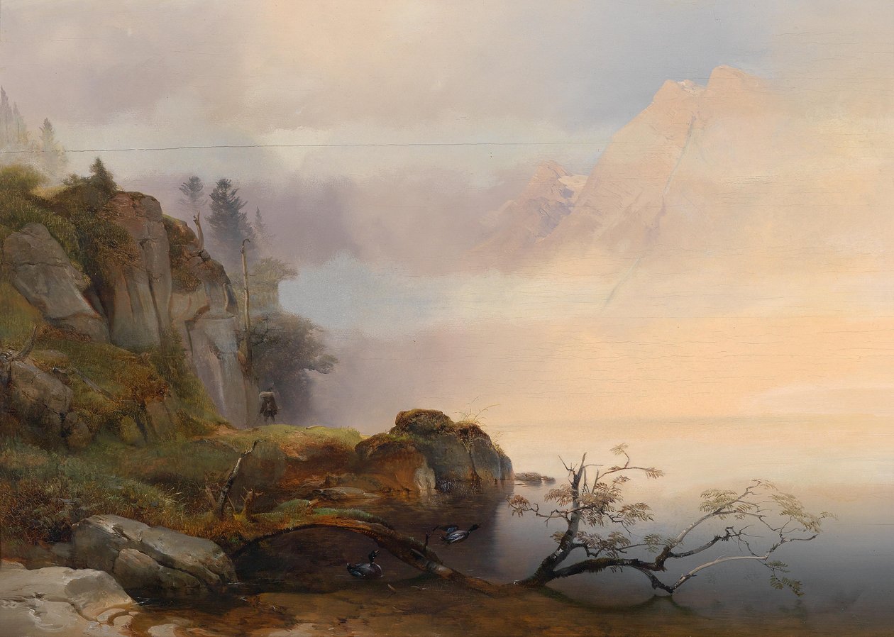 Anton Hansch Atmosfera autunnale al lago 1846 da Anton Hansch