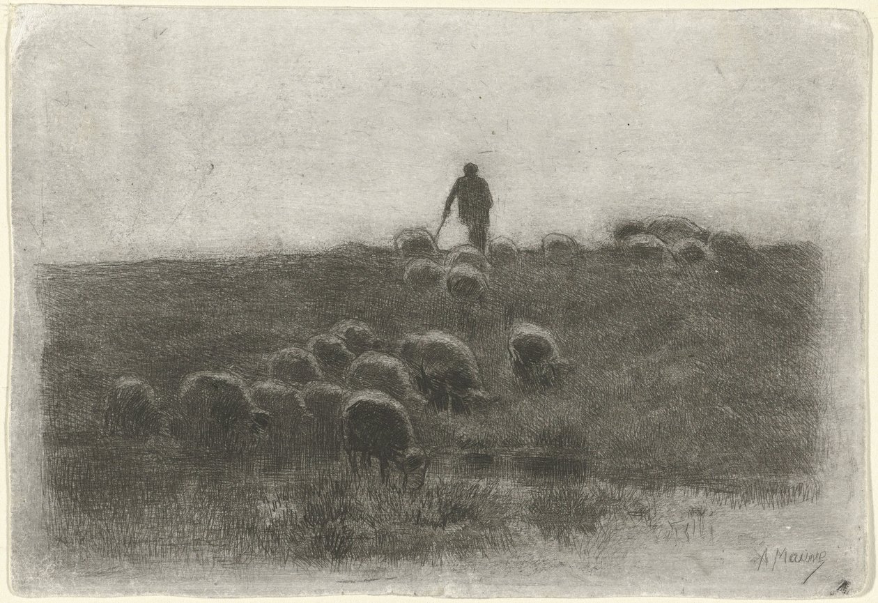 Pastore con gregge di pecore da Anton Mauve