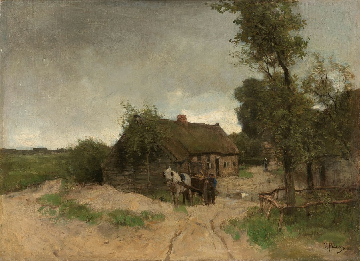 Casetta sulla strada sabbiosa da Anton Mauve