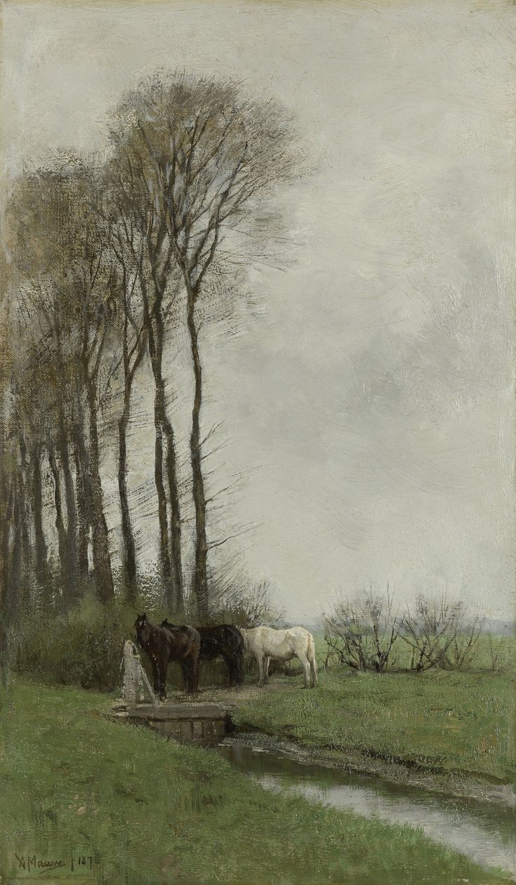 Cavalli al cancello da Anton Mauve