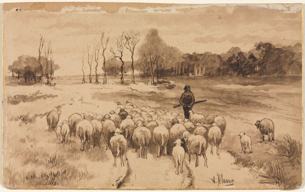 Pastore con il suo gregge da Anton Mauve