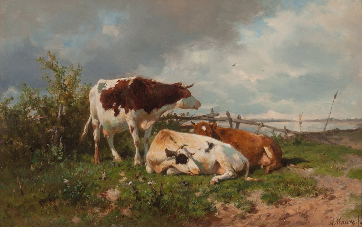 Tre mucche in un prato da Anton Mauve