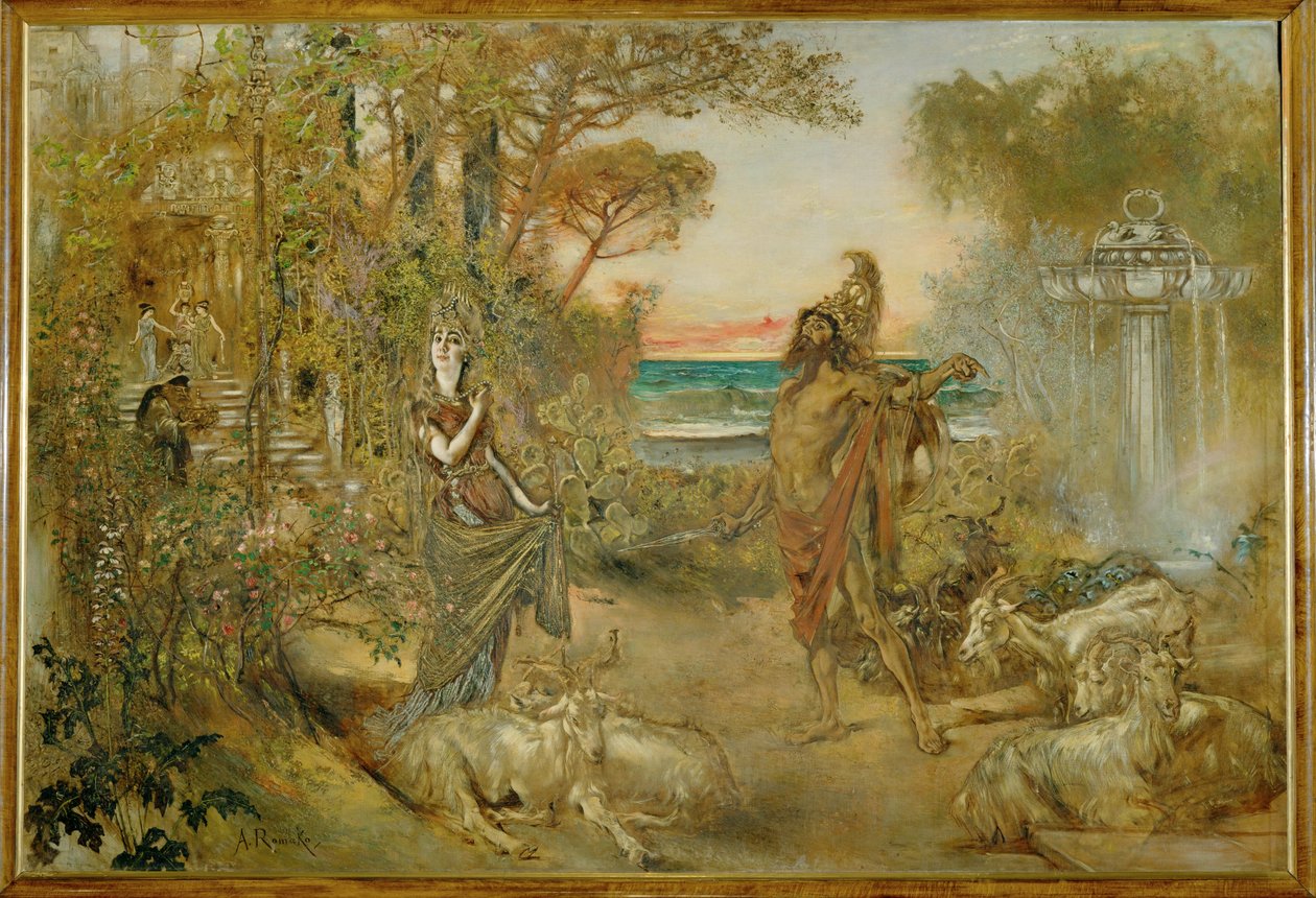 Circe e Ulisse ... (dipinto su tela) da Anton Romako