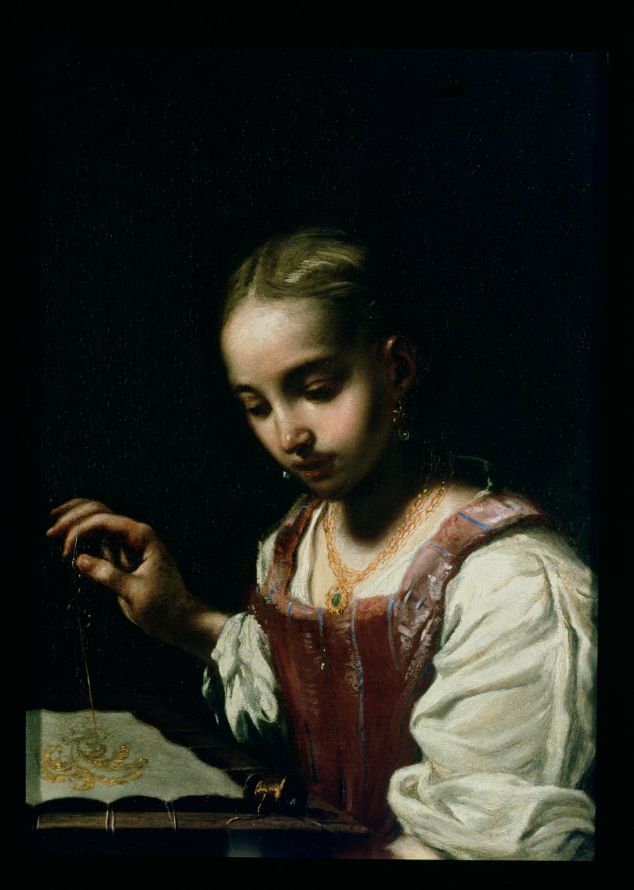 Una ragazza che cuce da Antonio Amorosi