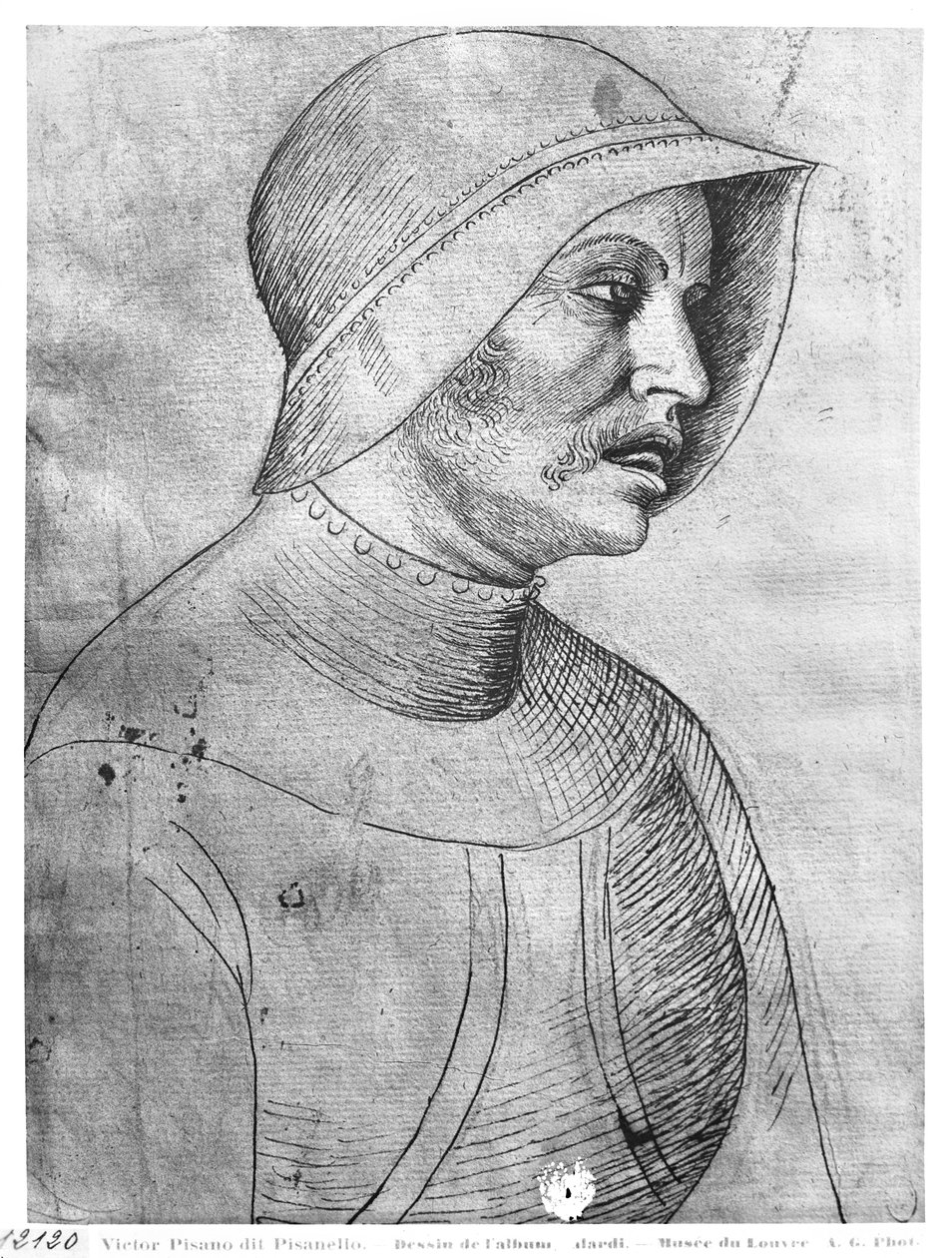 Soldato con elmo, dal The Vallardi Album da Antonio Pisanello