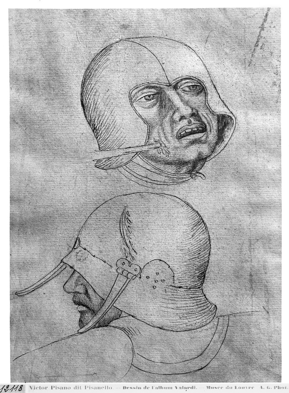 Due teste di soldati con elmi, dal The Vallardi Album da Antonio Pisanello