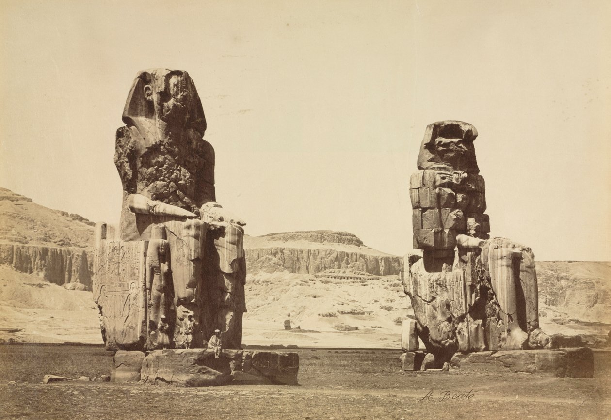 I Colossi di Memnone, Tebe, c. 1860 da Antonio Beato