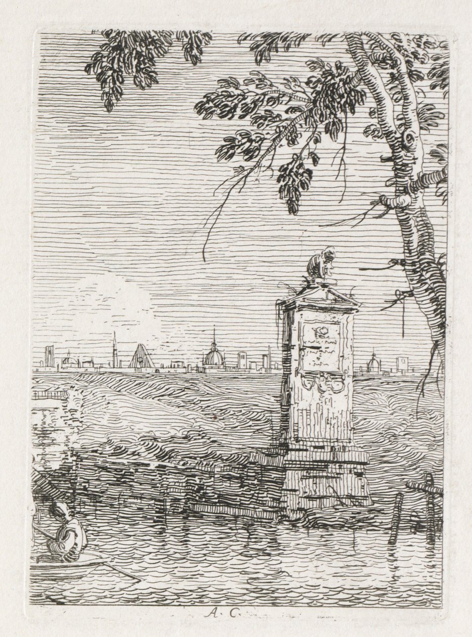 Vedute: Il piccolo monumento sotto un albero da Antonio Canaletto