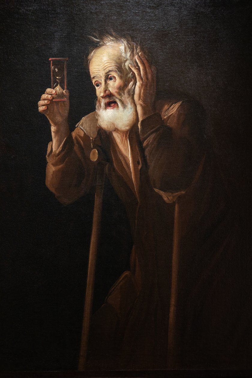 Vecchio che tiene una clessidra da Antonio Cifrondi
