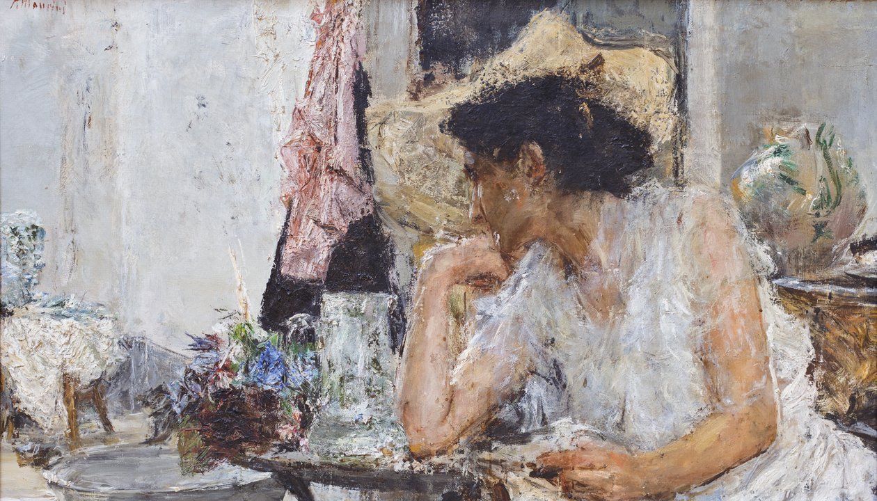 Donna alla toilette da Antonio Mancini
