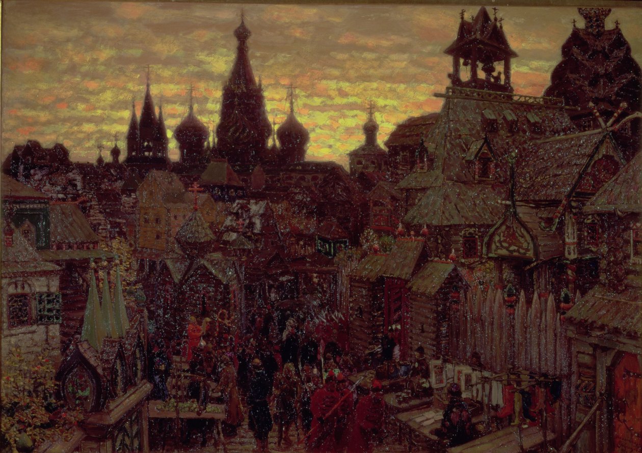 Mosca del XVII secolo, una strada in Kitay Gorod, 1900 da Apollinari Mikhailovich Vasnetsov