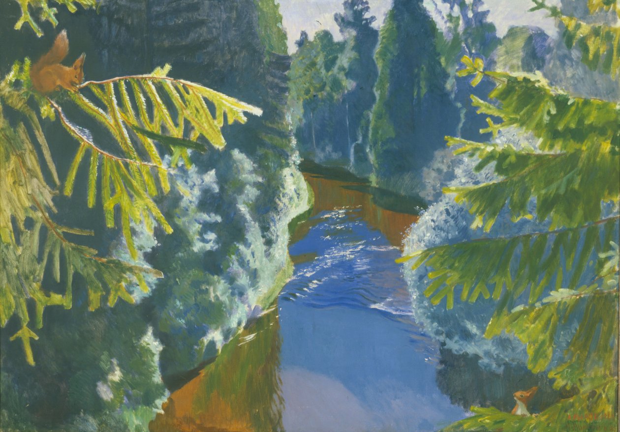 Fiume nella foresta da Arkadij Aleksandrovic Rylov